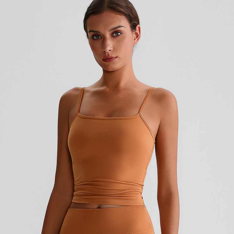 Beautiful Back Strappy Vest With Breast Pads  Yoga Bra SKL-LQ8032
