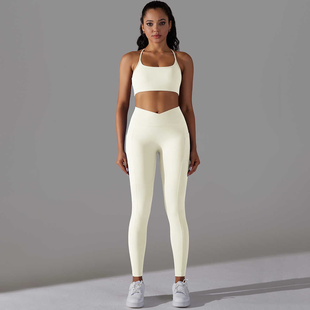  Sports Bra High-Waisted Tight Pants Yoga Wear Set 6608