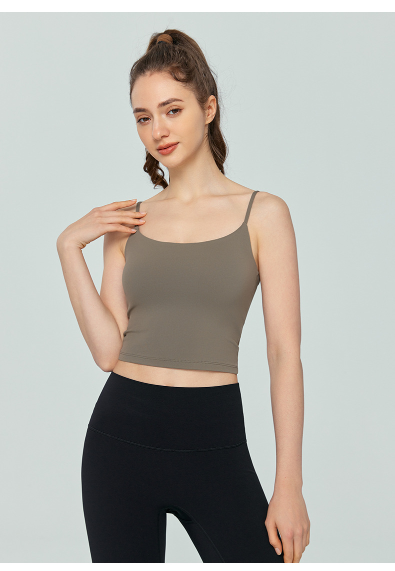 Solid Color U-Neck Yoga Bra with Semi-Fixed Cups  DSB745
