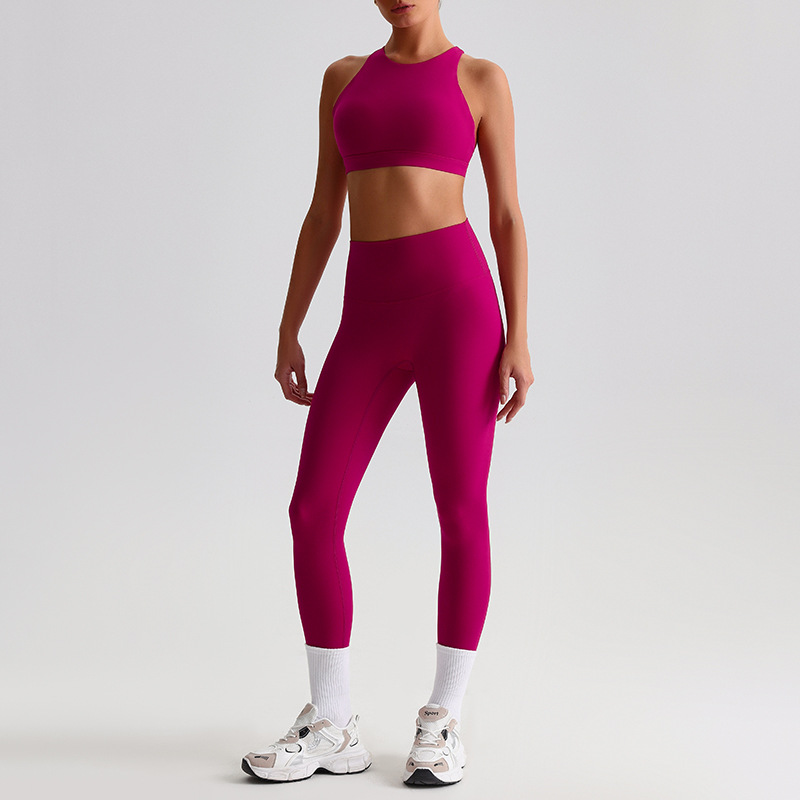 Crossed Beautiful Back Bra Running And Fitness Suit Leggings Set SKL-LQ8698