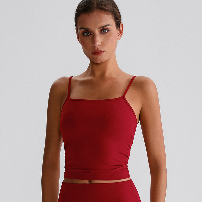Beautiful Back Strappy Vest With Breast Pads  Yoga Bra SKL-LQ8032
