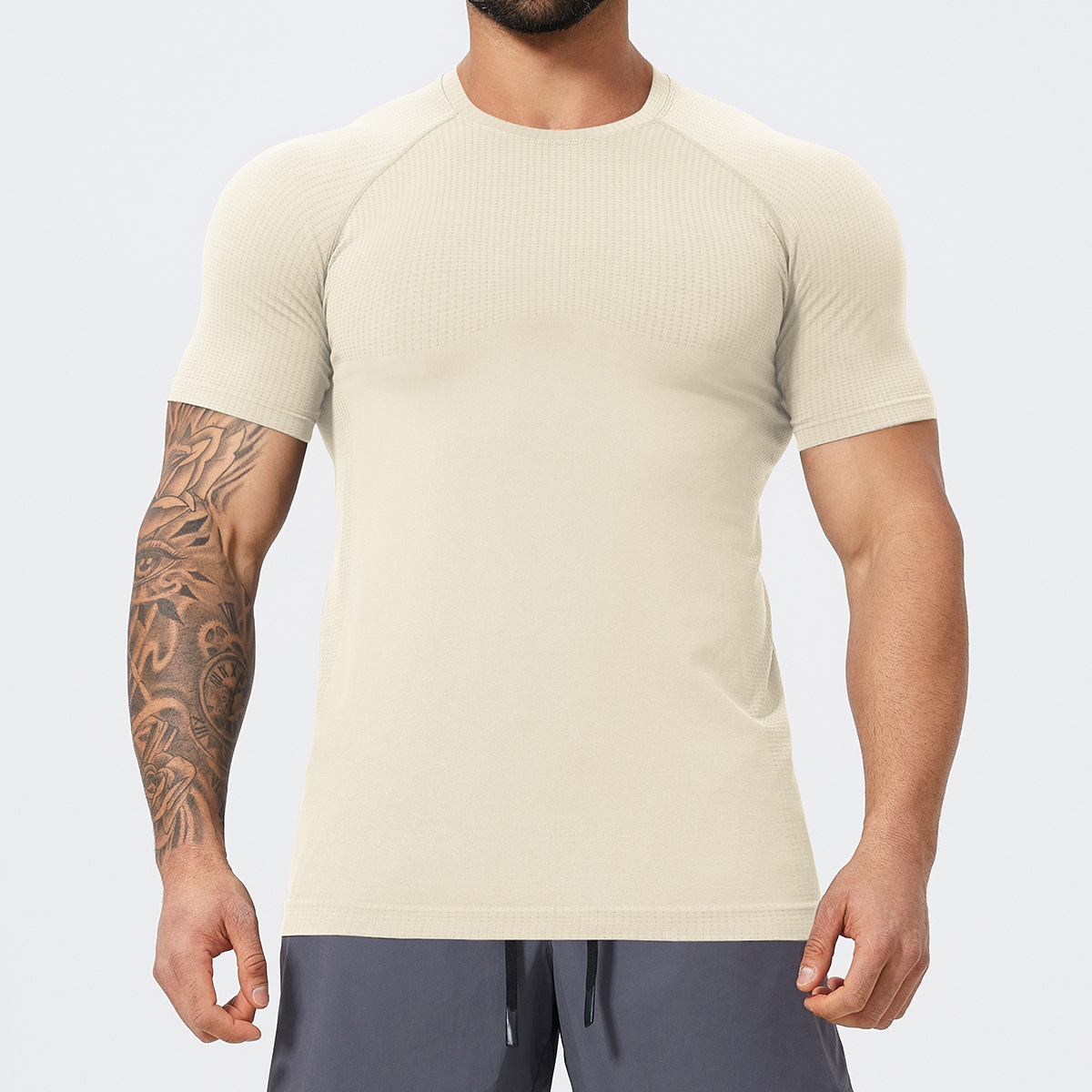 Slim Fit Men's Seamless Short  Sleeves 1058