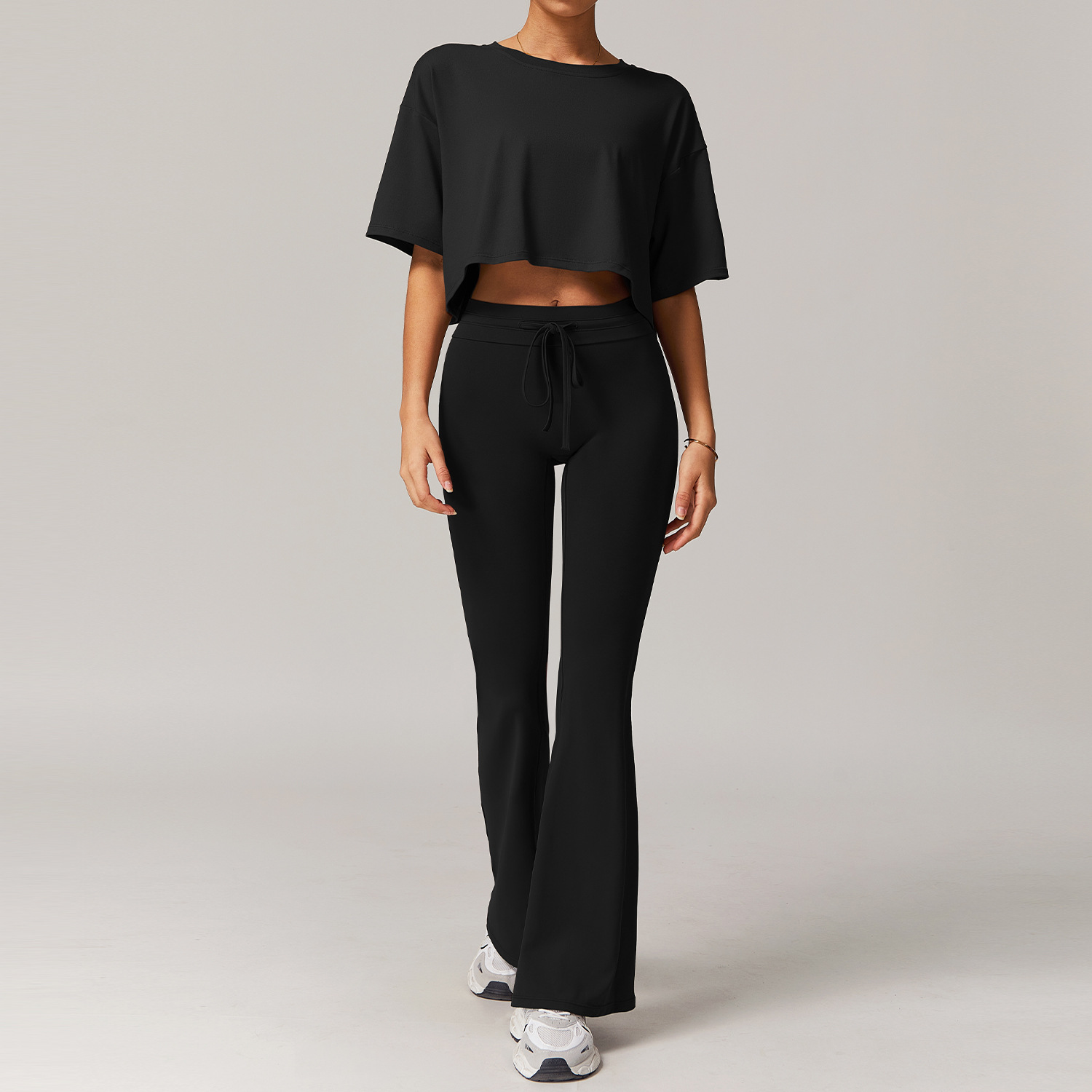 Off the shoulder Short-sleeve Yoga Set 5034