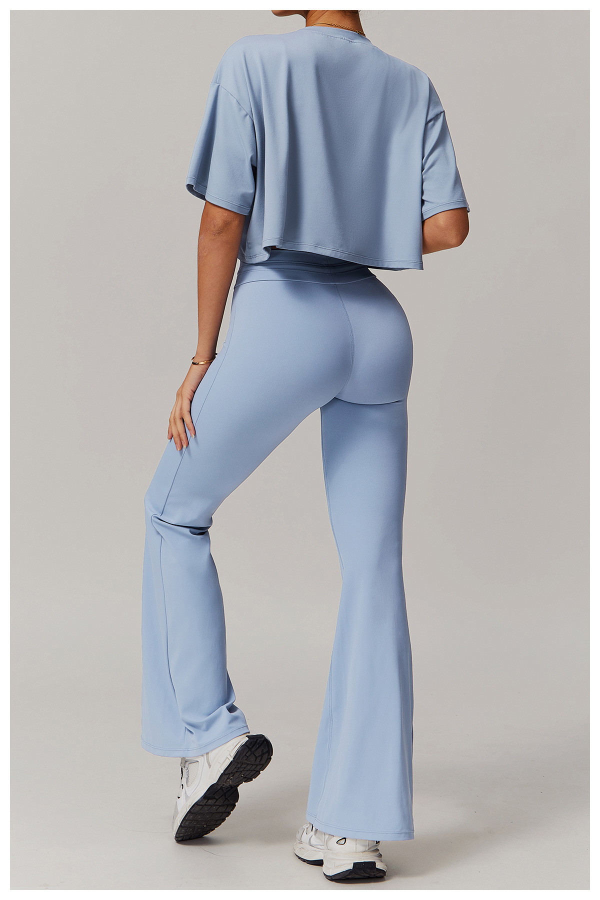 Off the shoulder Short-sleeve Yoga Set 5034