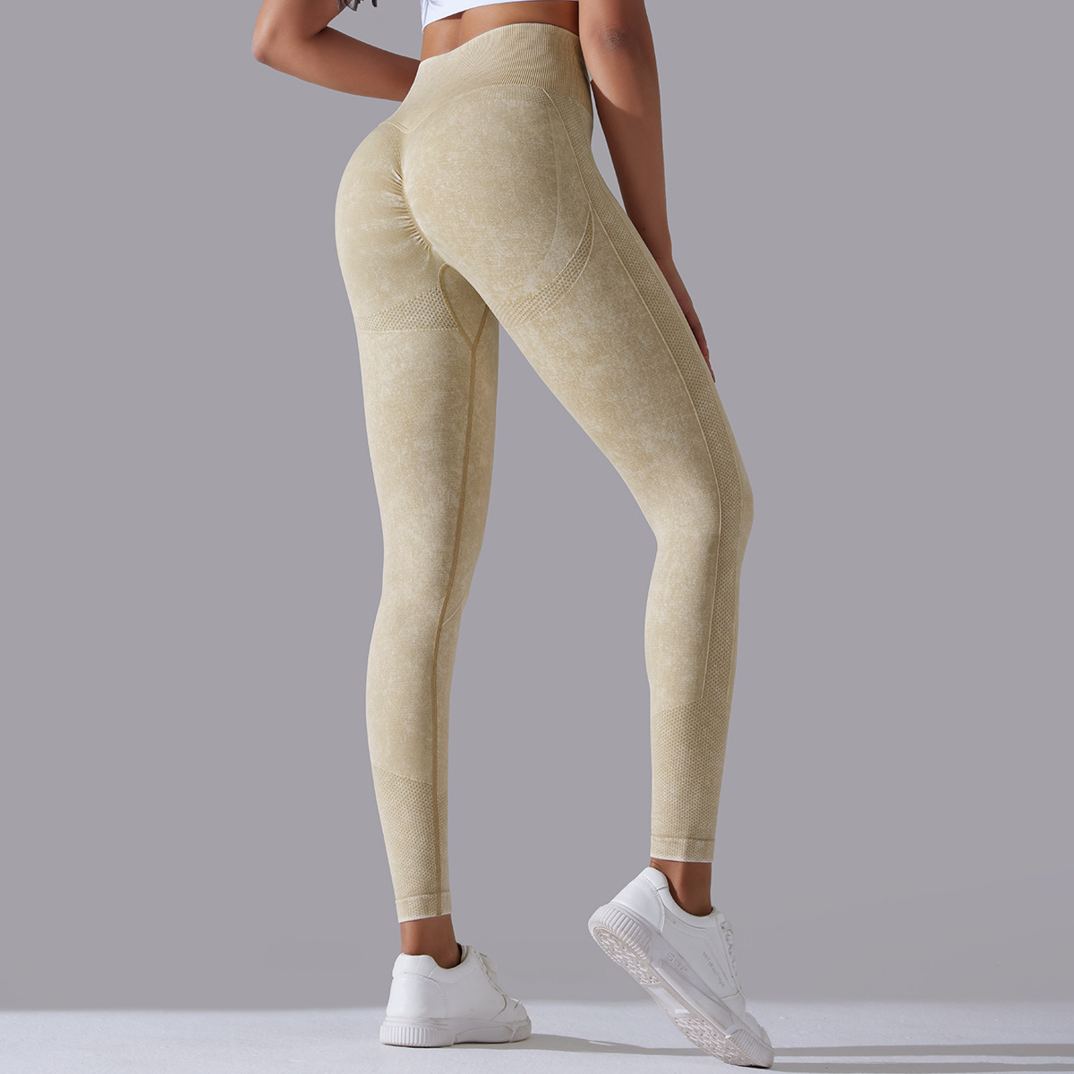High-waisted Hip-lifting Washed Quick-dry Breathable Yoga Pants 6635