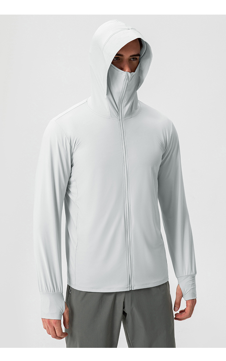 Men's Ice Silk Hooded Long Sleeve Sun Protective Sweatshirt 22620