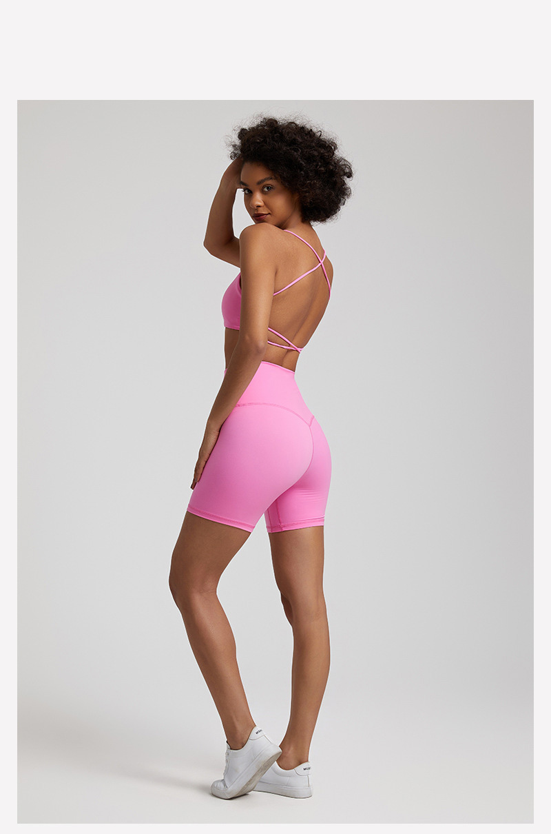 Cross Back Bra Breathable Compression Shorts Yoga Wear Set SKL-LQ7359