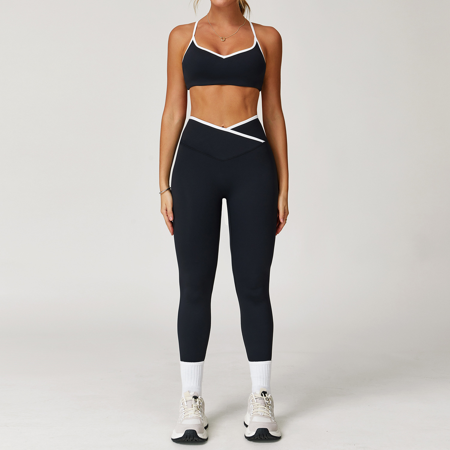  Women's 3 Options Bra & High-Waist Sports Pants Yoga Set 9253