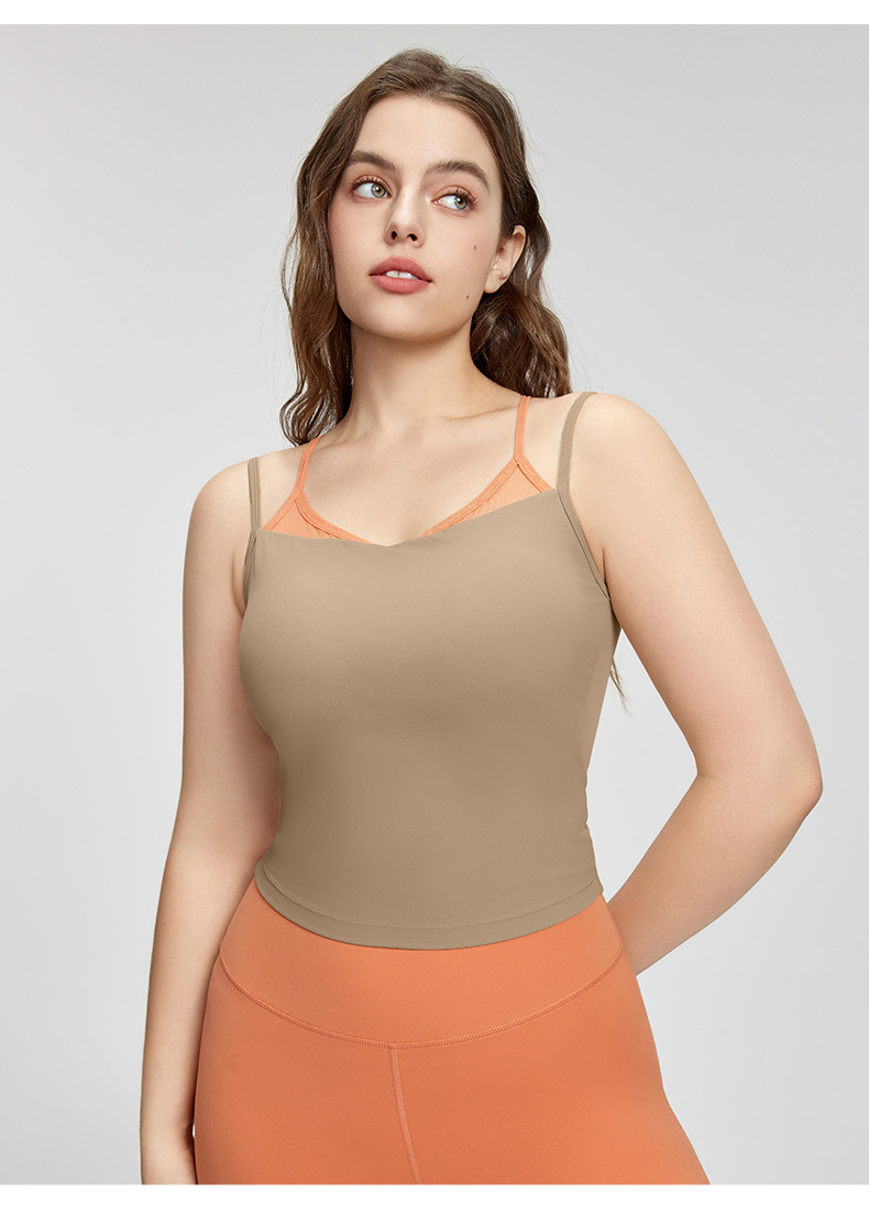 Contrast Color Fake Layered Plus Size Yoga Top DWC215156