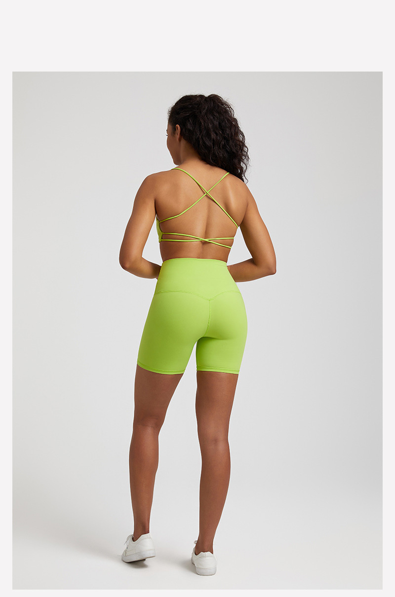 Cross Back Bra Breathable Compression Shorts Yoga Wear Set SKL-LQ7359