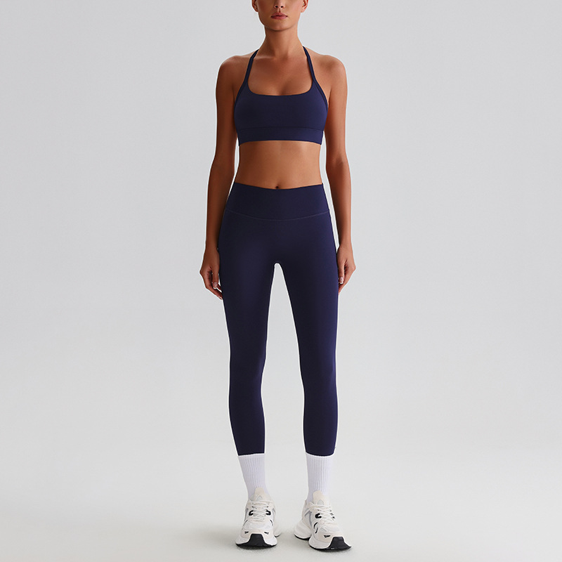 Solid-color Bras Breathable Tight Yoga Suit Set SKL-LQ0120