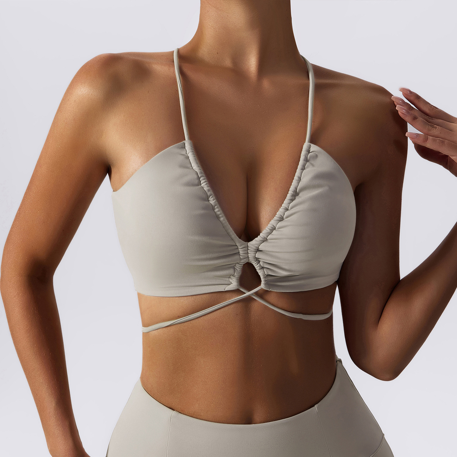  Sexy Deep V Top Hot Girl's Thin Belt Beautiful Back Yoga Bra SKL-FNK202345