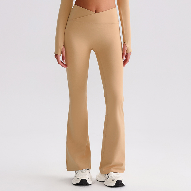 Crossed Waists Yoga Pants Breathable Flared Leggings SKL-LQ8007