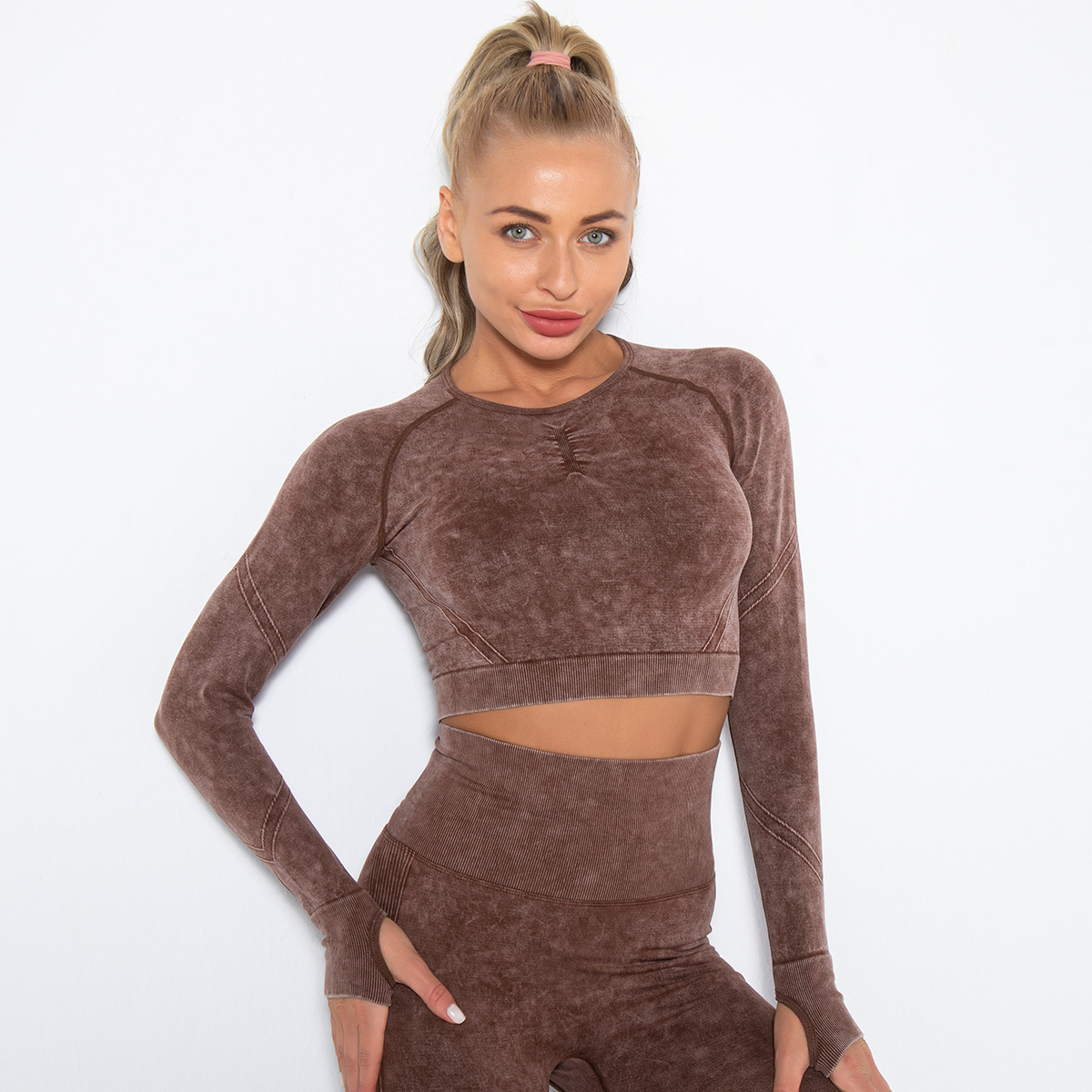  Tie-Dye Tight Quick-Dry Long-Sleeve Yoga Wear 6500