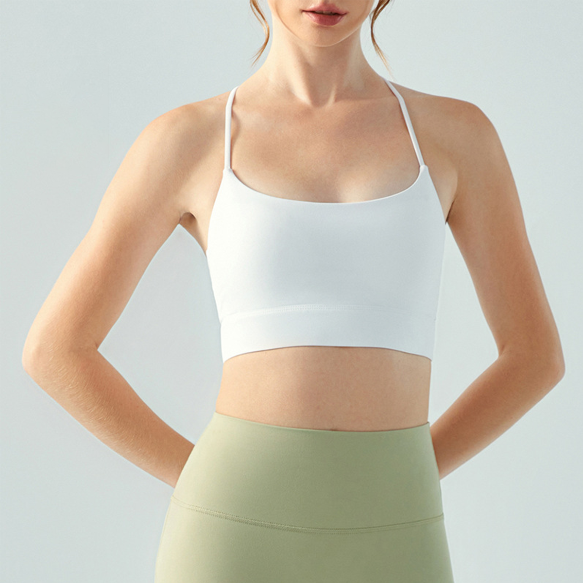 U-Neck Thin-Strap Solid Fitness Sports Bra DSB696
