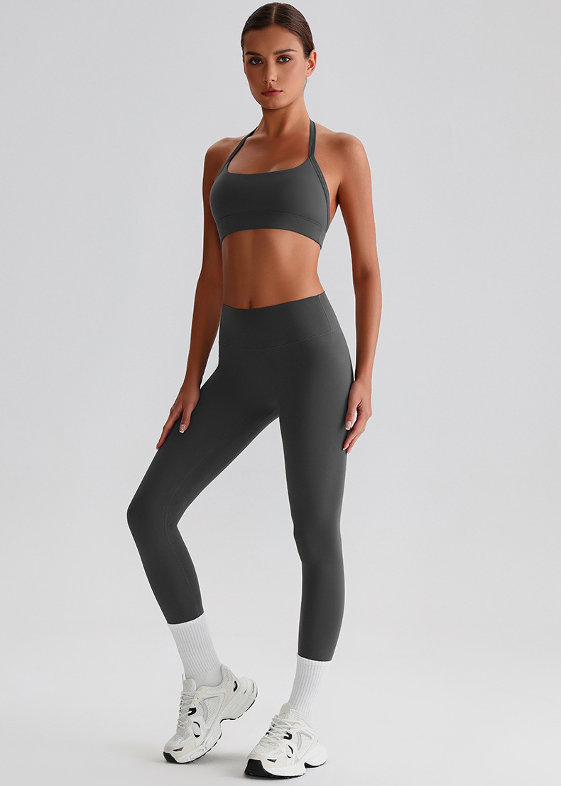 Solid-color Bras Breathable Tight Yoga Suit Set SKL-LQ0120