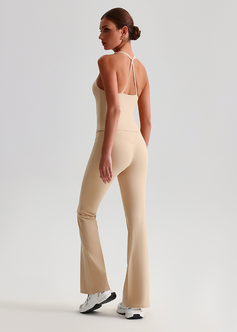  High-waisted Tight-fitting Nude Wide-leg Leggings And Beautiful Back Yoga Wear SKL-LQ8958