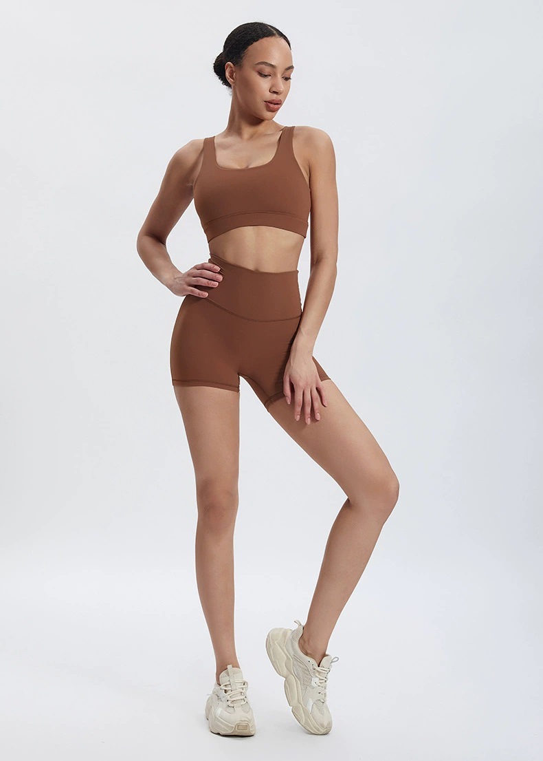 Tight-fitting  Upturned Yoga Shorts No Awkwardness Line Peach-hip Fitness Pants SKL-LQ5022
