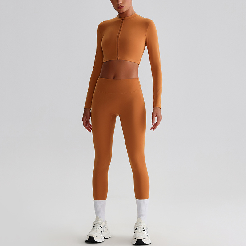 Flare Leggings And Knot Long - Sleeve Yoga Bra Set SKL-LQ0122