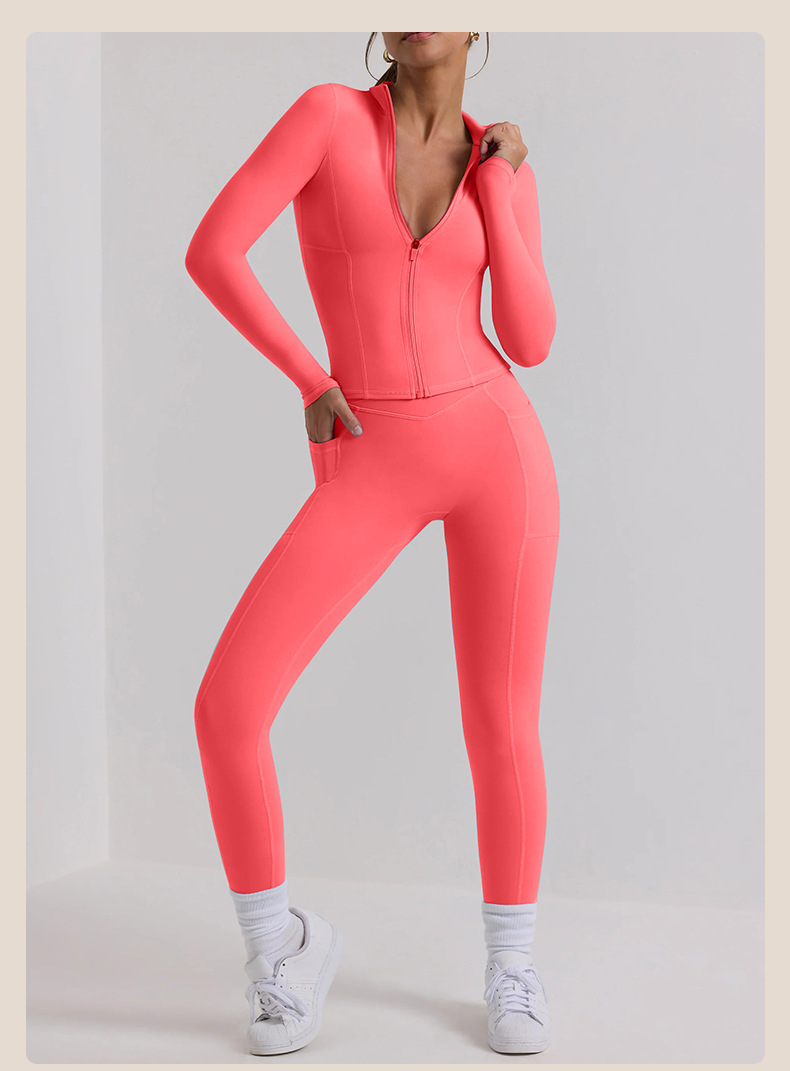 Long-Sleeve Top & High-Waisted Yoga Leggings Compression Set SKL-QY-T3831+K3504