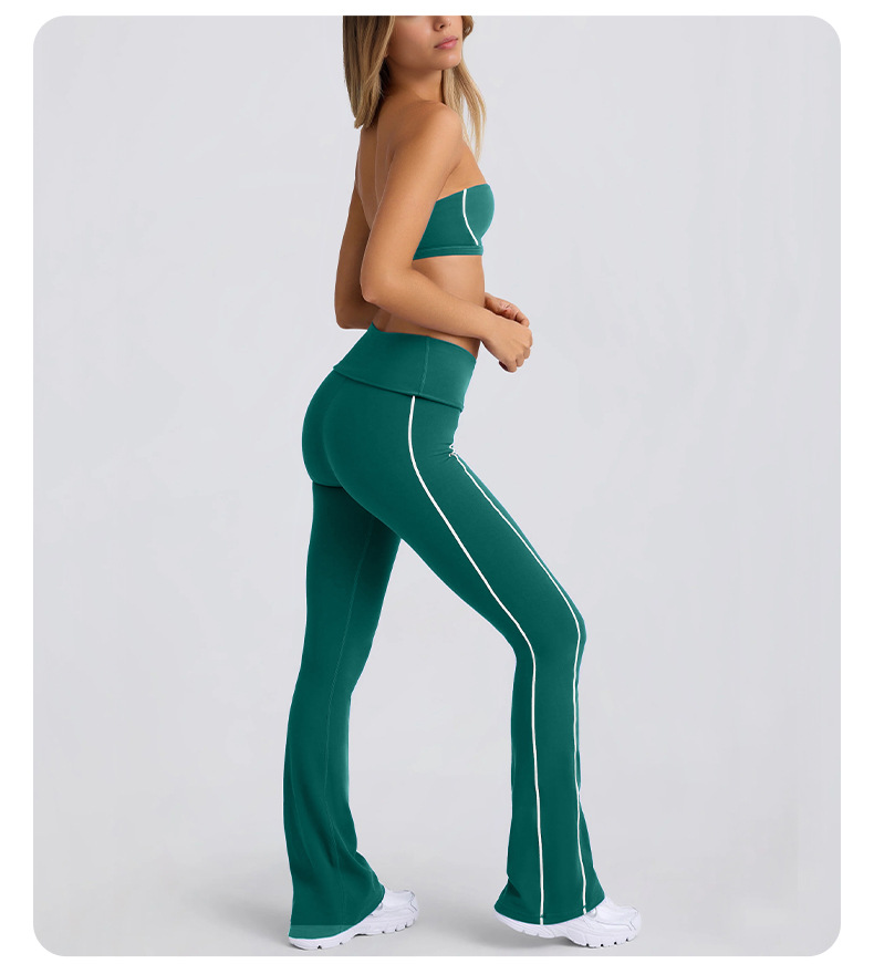 Color-block Striped Yoga Pants for Women, Flared Long Pants for Running and Fitness SKL-QY-K4599