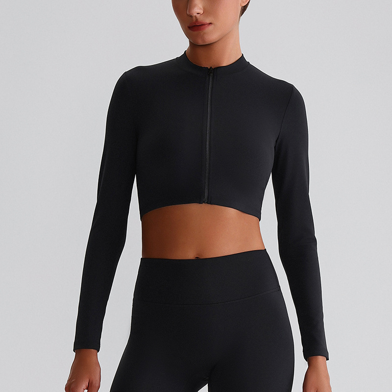 Zip-Up Running Yoga Jacket with Long Sleeves for Fitness SKL-LQ8022