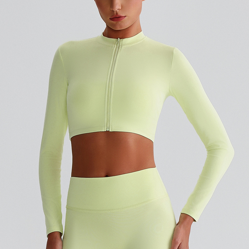 Zip-Up Running Yoga Jacket with Long Sleeves for Fitness SKL-LQ8022