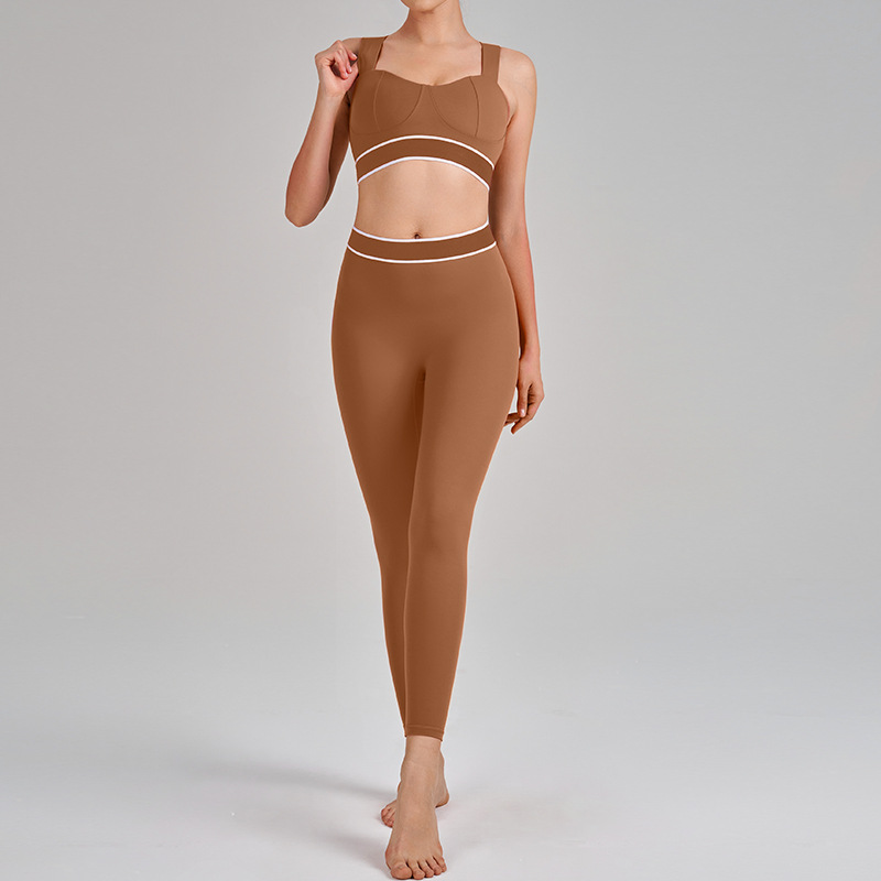 Strappy Open-Back Running Sports Bra Set SKL-QY-B6010+K6051