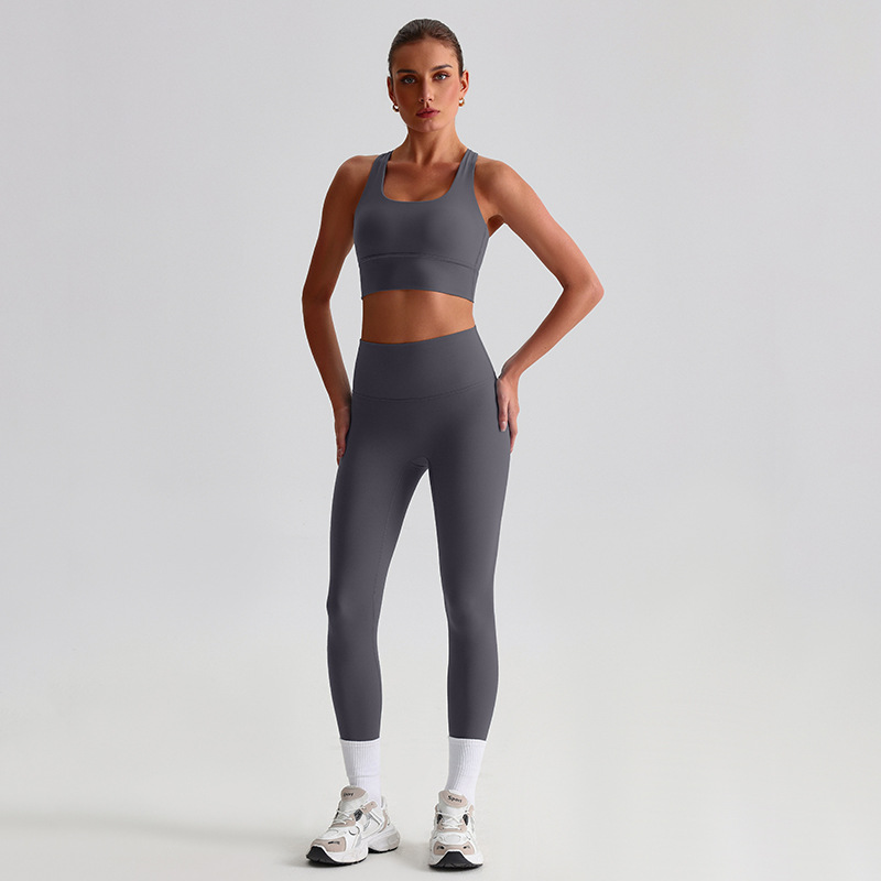Fitness Sports Leggings And Crossed Beautiful Bra With Pads Set SKL-LQ8697