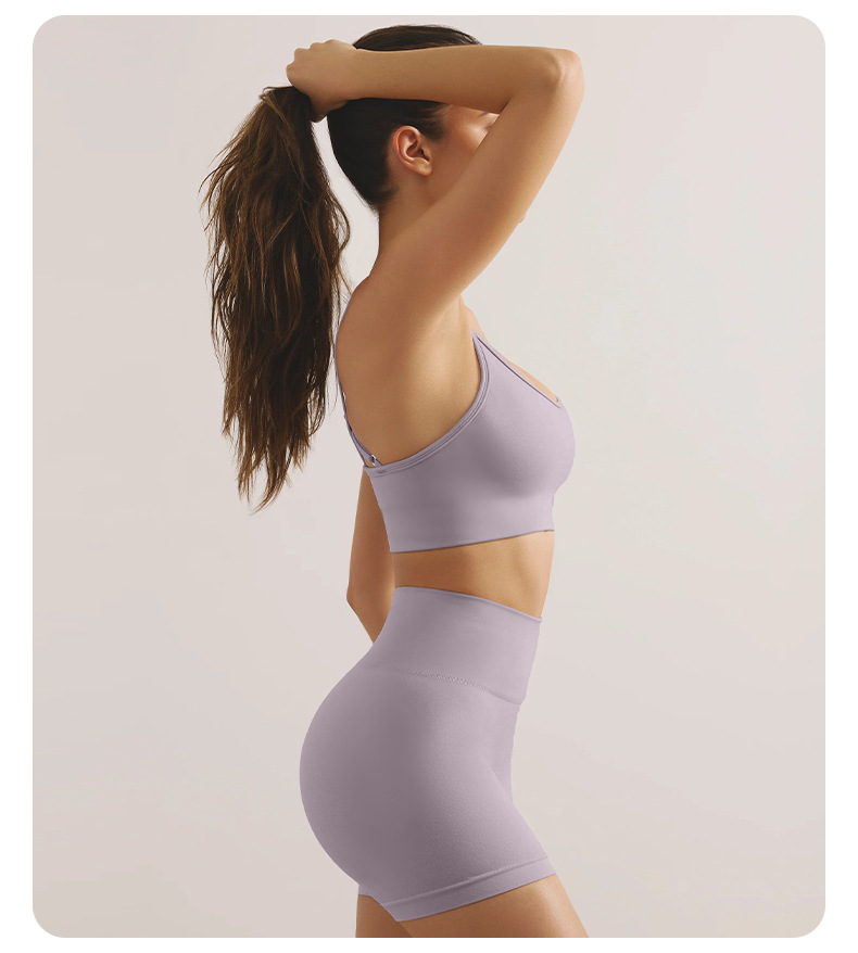 Nude-feeling Strappy Open-Back Sports Bra for Women's Yoga and Fitness SKL-QY-B3112