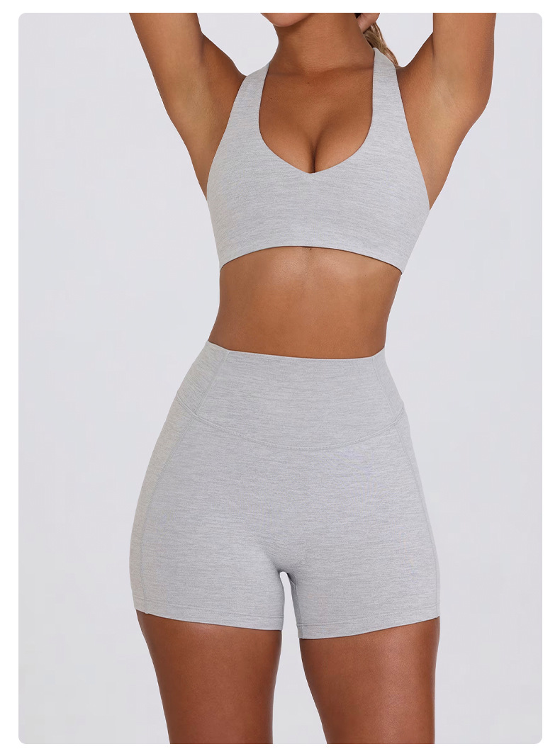 Spaghetti Strap Naked-Sensation Fitness Yoga Shorts Set SKL-QY-B6006+K5007