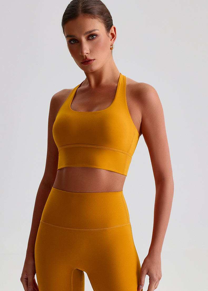 Sexy Crisscross Open-Back Sports Bra with Built-in Cups & Naked-Sensation Yoga Wear SKL-LQ2197