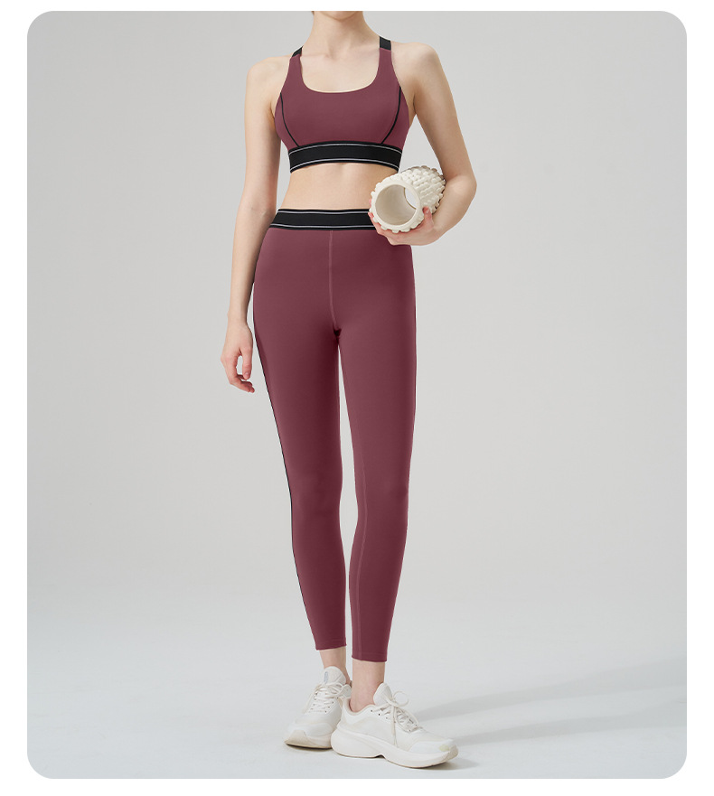 Colorblock Open-Back Multi-Sport Yoga Set with Sports Bra for Running & Fitness SKL-QY-B4016+K4546