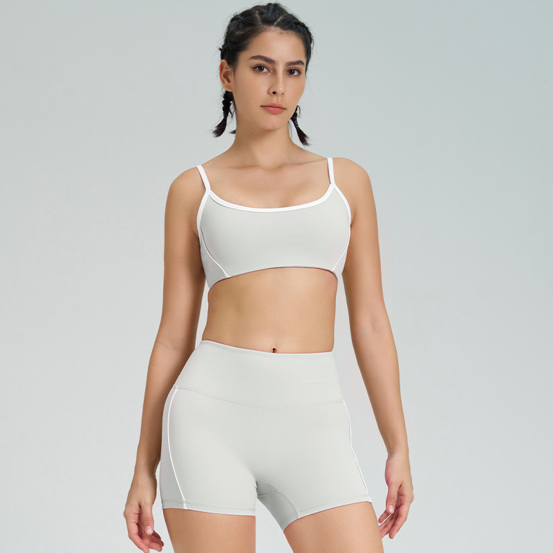 Thin Strap Naked-Sensation Fitness Shorts Yoga Set SKL-QY-B4014+K4541