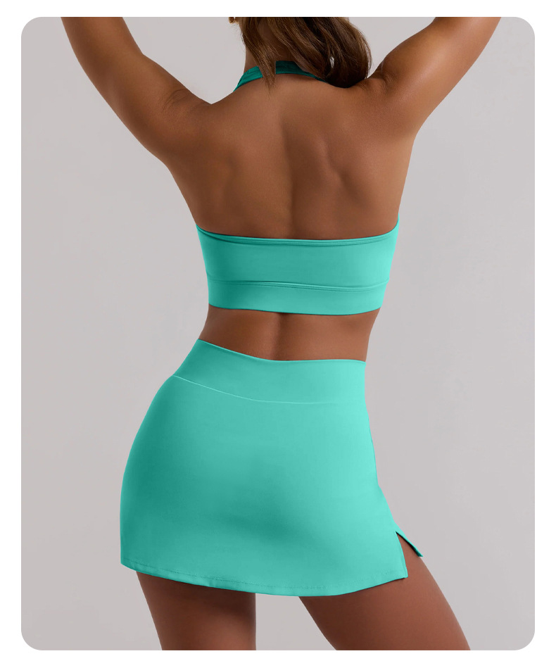 High-Elasticity Tennis Skirt Gym Pilates & Yoga Set SKL-QY-B3074+K3612