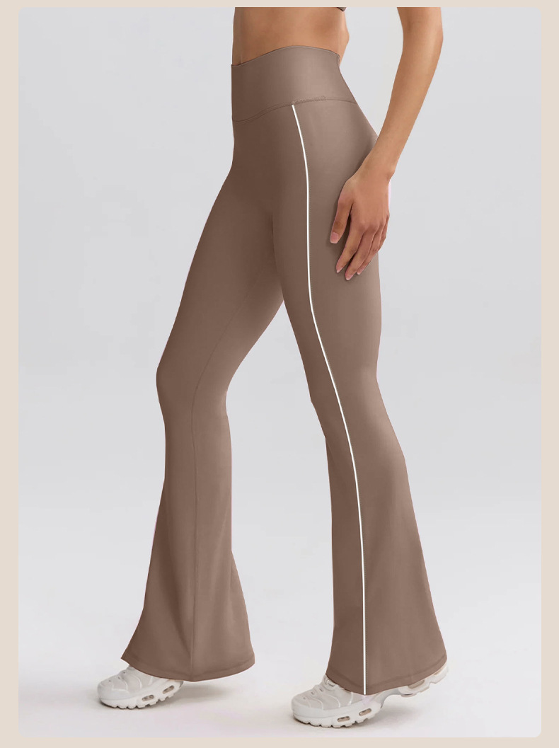 High-waisted Striped Yoga Pants with Wide Leg and Bootcut Design for Yoga and Sports SKL-QY-K4542