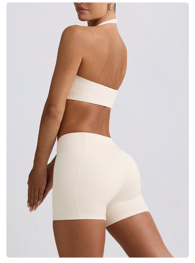 Halter Neck Solid Color Open-Back Yoga Bra SKL-QY-B6505