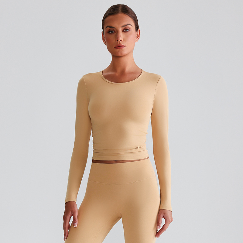  Round Neck T - Shirt Pilates Running Fitness Slim Fit Sports Top SKL-LQ8016
