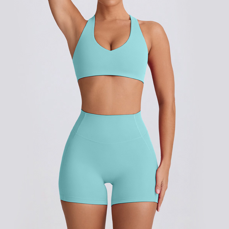 Spaghetti Strap Naked-Sensation Fitness Yoga Shorts Set SKL-QY-B6006+K5007