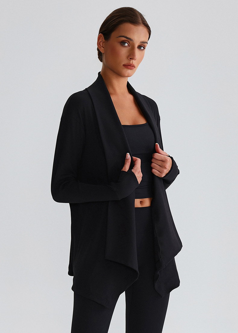Ribbed Fabric Long-Sleeve Yoga Jacket for Fitness SKL-LQ7005