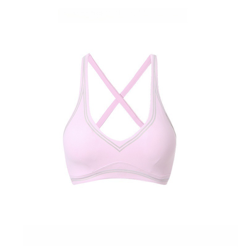 V-Neck 3D Colorblock Crossback Yoga Bra SKL-FNK25143