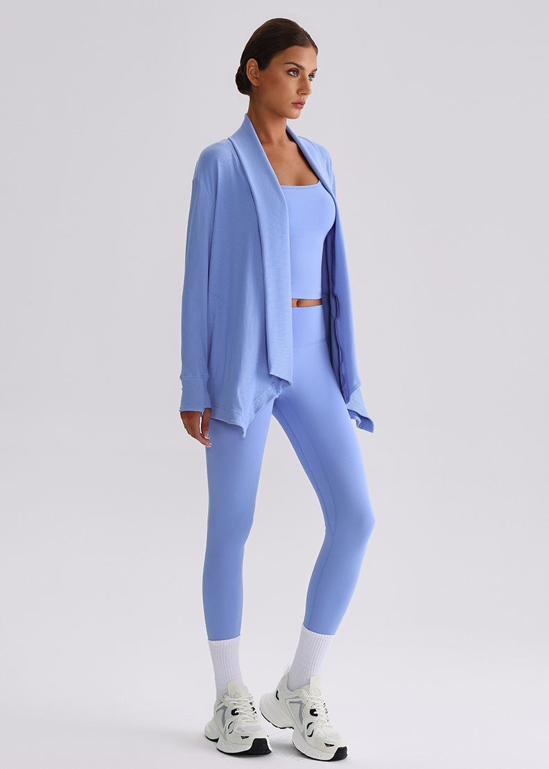 Ribbed Fabric Long-Sleeve Yoga Jacket for Fitness SKL-LQ7005