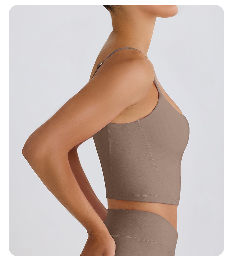 Thin-Strap Yoga Tank Top with Fixed Cups for Fitness SKL-QY-T4844