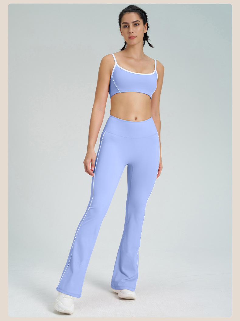 High-waisted Striped Yoga Pants with Wide Leg and Bootcut Design for Yoga and Sports SKL-QY-K4542