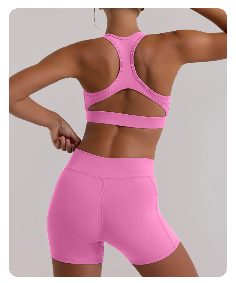 Hanging - neck Sports Bra Top with Shorts Yoga Outfit Set for Fitness and Running SKL-QY-B3073+K3611