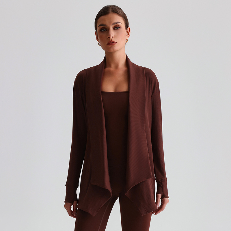 Ribbed Fabric Long-Sleeve Yoga Jacket for Fitness SKL-LQ7005