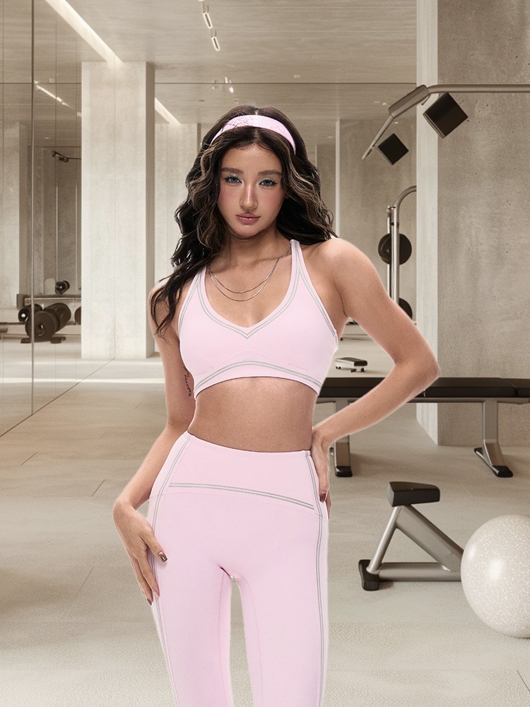 Colorblock High-Waisted Ankle-Length Fitness Training Pants SKL-FNK25143