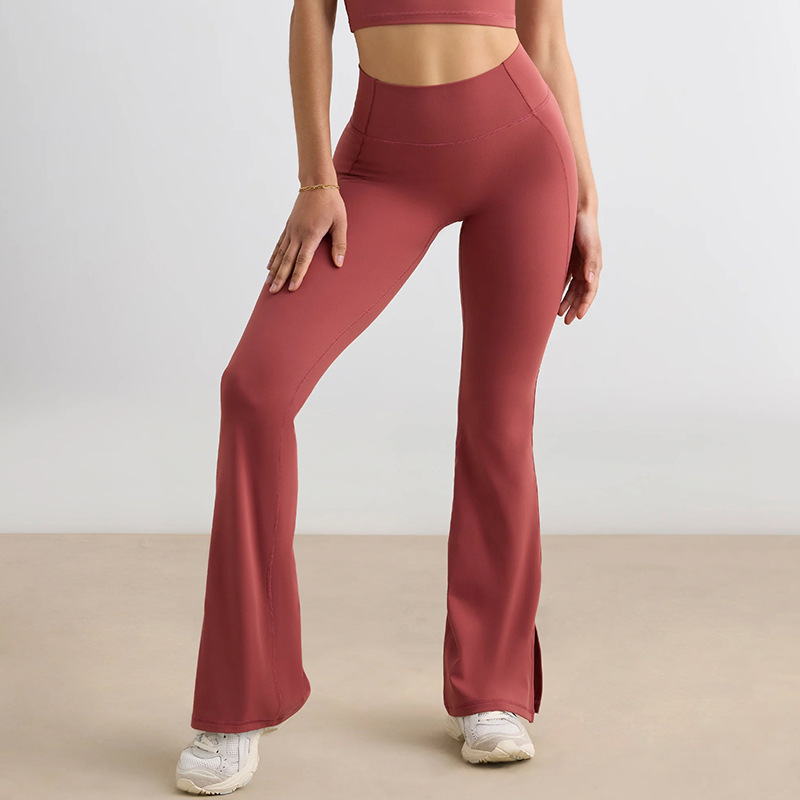 High-waisted Butt Lifting Nude Feeling Wide Leg and Bootcut Pants for Women's Sports SKL-QY-K4521