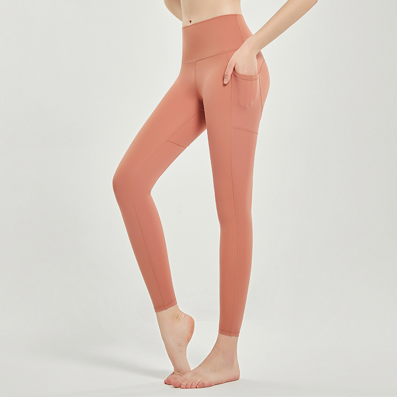 Sporty Compression Fitness Pants with Two Side Pockets for Running and Cycling SKL-QY22131