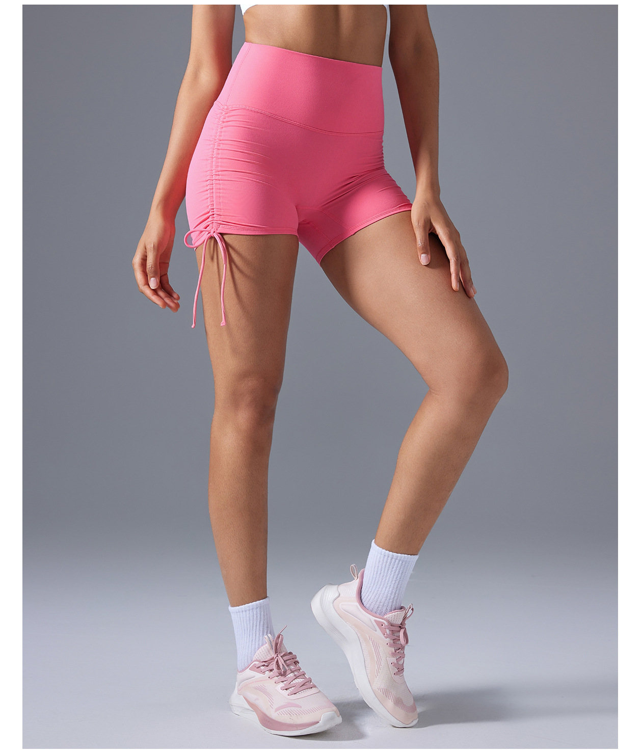 Soft Material Solid Color Yoga Shorts D25109